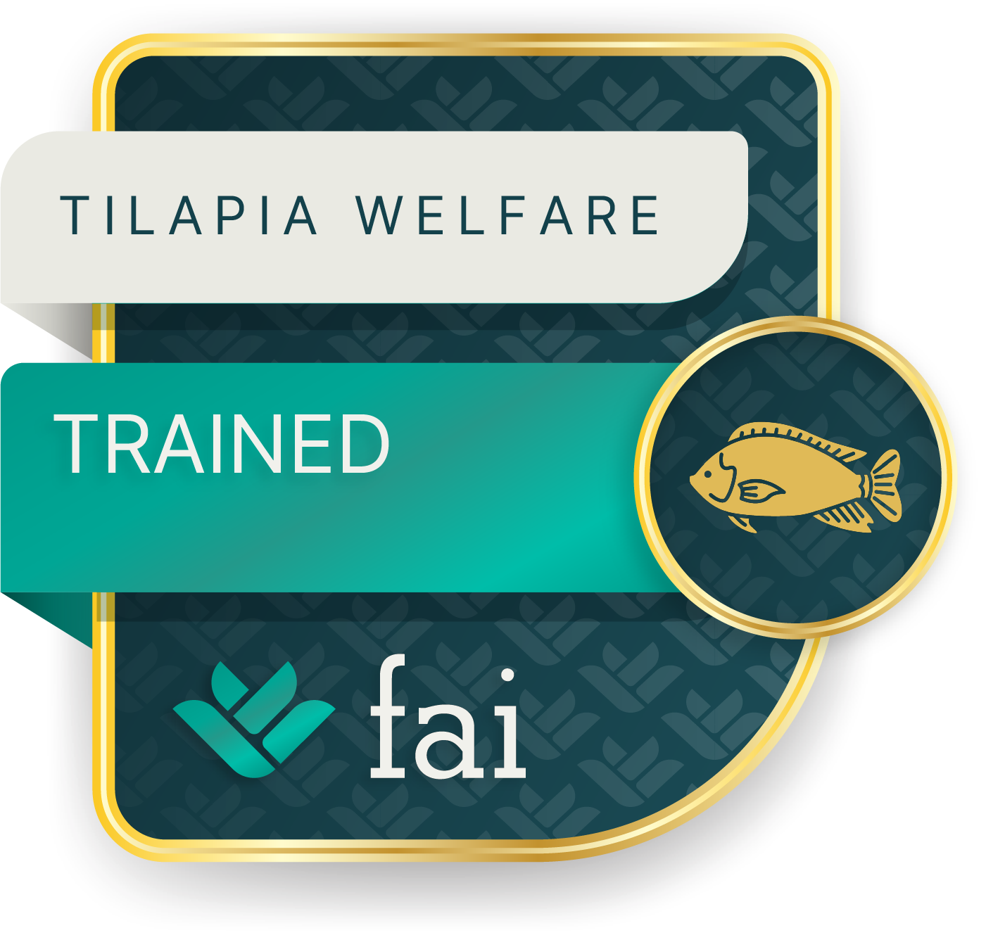 Icon representing the Welfare Trained badge awarded to tilapia companies that complete the Tilapia Welfare Trained: Foundation course by FAI Academy
